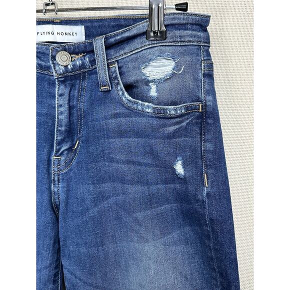 Women's Flying Monkey Jeans Low Rise Cropped Straight Sz 24 Stretch Distressed - Picture 4 of 15
